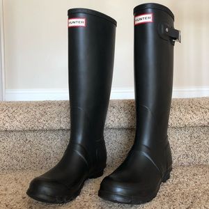 Matte Black Tall Hunter Rain Boots